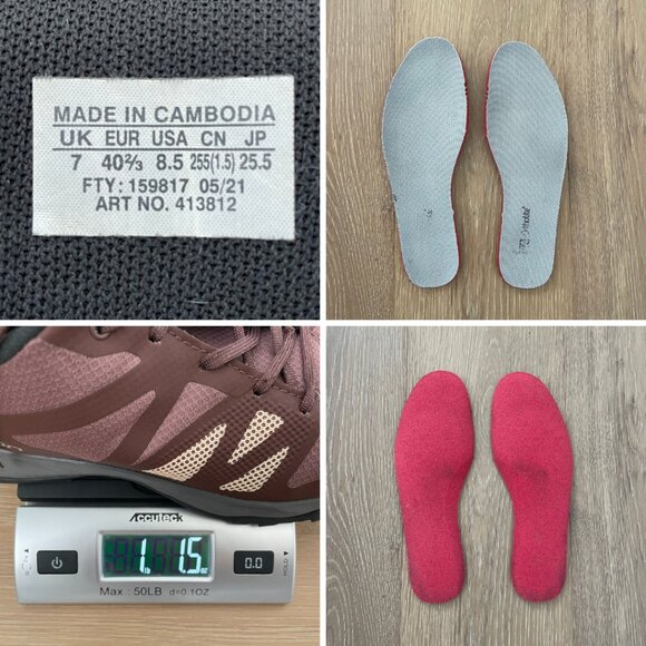 Salomon Shoes Women 8.5 Kaneo W 413812 Hiking Peppercorn Mahogany Burgundy - Picture 14 of 14